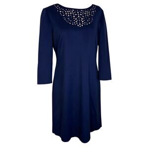Alex Marie Royal Blue Sheath Dress with Faux Cutouts 3/4 Sleeves Size 8